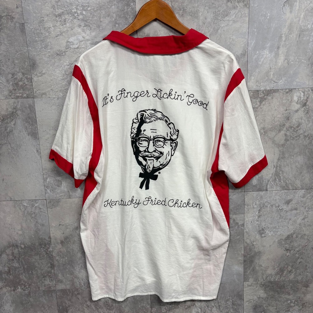 KFC Kentucky Fried Chicken Bowling Shirt Mens XL White Red Colonel Sanders Retro